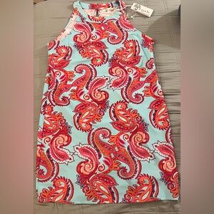 Aryeh Red and Orange Paisley Mini Dress